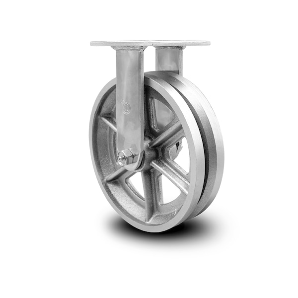 8 Inch V Groove Semi Steel Wheel Rigid Caster with Ball Bearing